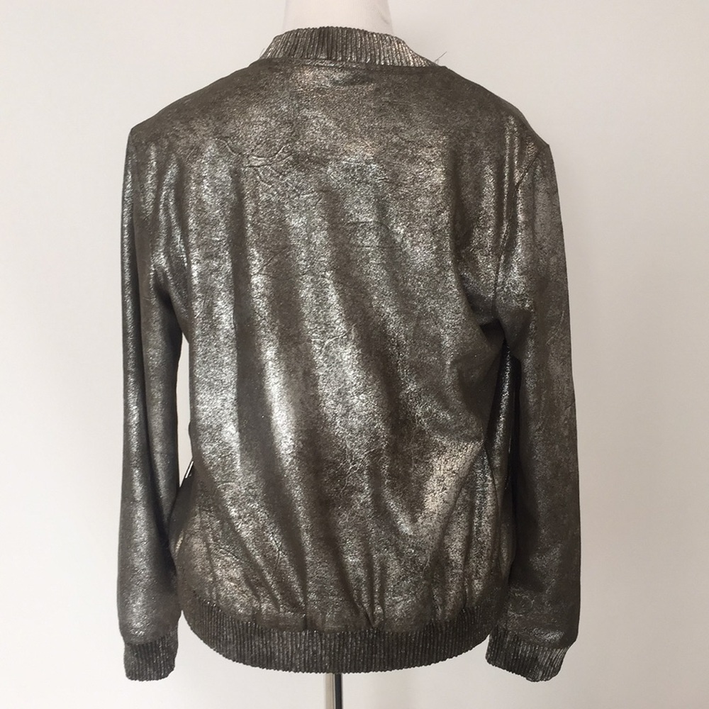 Zara Metallic Silver Bomber Jacket - Picture 3 of 3